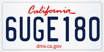 CA license plate 6UGE180