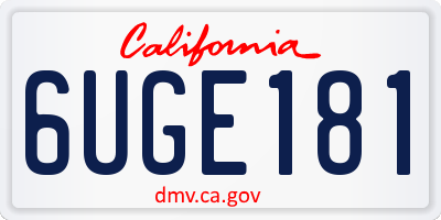CA license plate 6UGE181