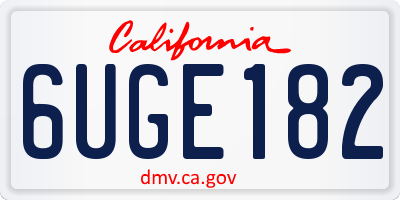 CA license plate 6UGE182
