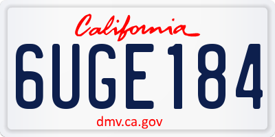 CA license plate 6UGE184