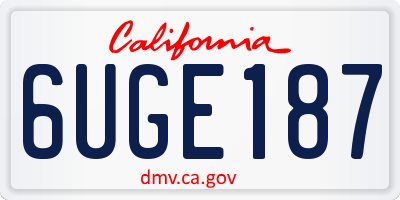 CA license plate 6UGE187