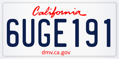 CA license plate 6UGE191