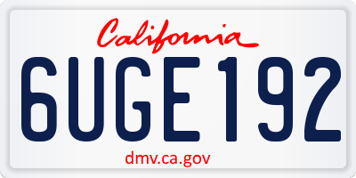 CA license plate 6UGE192