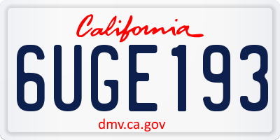CA license plate 6UGE193