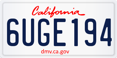 CA license plate 6UGE194