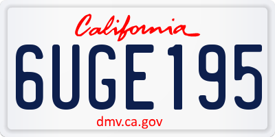 CA license plate 6UGE195