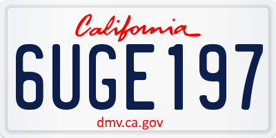 CA license plate 6UGE197