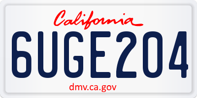 CA license plate 6UGE204
