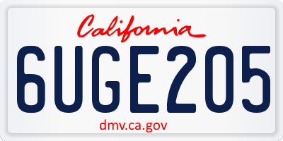 CA license plate 6UGE205