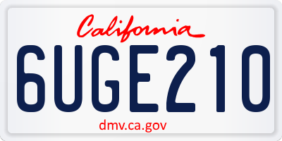 CA license plate 6UGE210