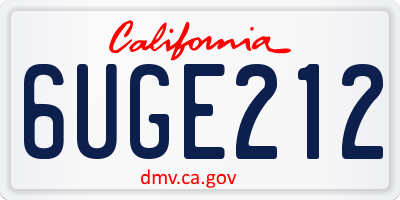 CA license plate 6UGE212