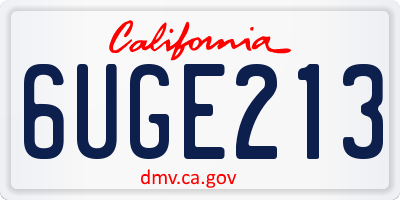 CA license plate 6UGE213