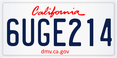 CA license plate 6UGE214