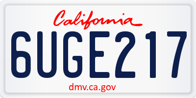 CA license plate 6UGE217