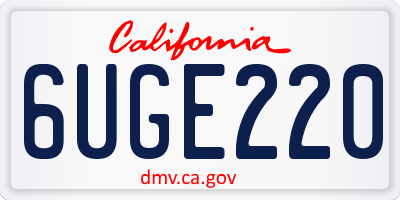CA license plate 6UGE220
