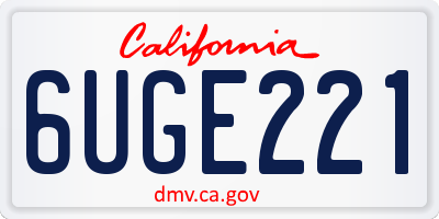 CA license plate 6UGE221