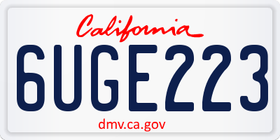 CA license plate 6UGE223