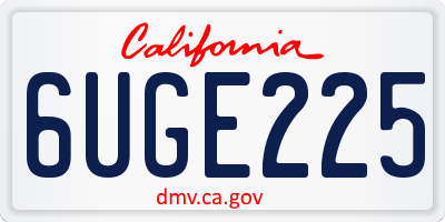 CA license plate 6UGE225