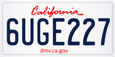 CA license plate 6UGE227