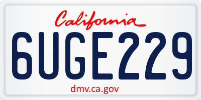 CA license plate 6UGE229