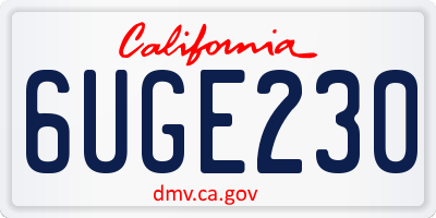 CA license plate 6UGE230