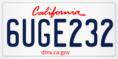 CA license plate 6UGE232
