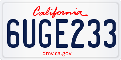 CA license plate 6UGE233