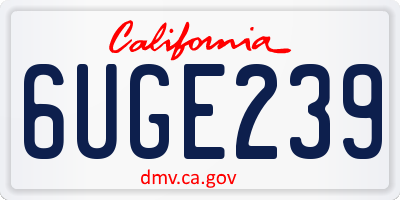 CA license plate 6UGE239