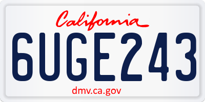 CA license plate 6UGE243