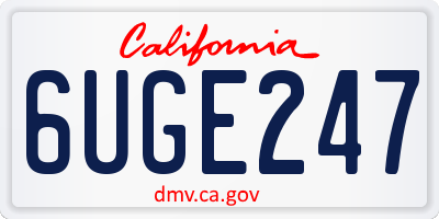 CA license plate 6UGE247