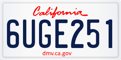 CA license plate 6UGE251
