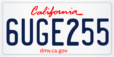 CA license plate 6UGE255