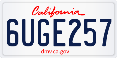 CA license plate 6UGE257