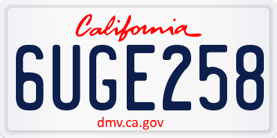 CA license plate 6UGE258