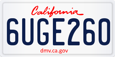 CA license plate 6UGE260