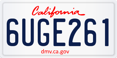 CA license plate 6UGE261