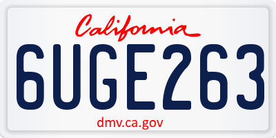 CA license plate 6UGE263