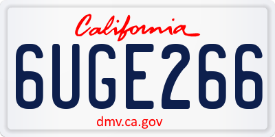CA license plate 6UGE266