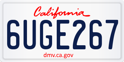 CA license plate 6UGE267