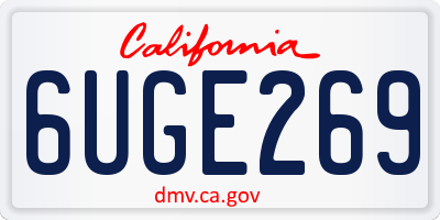 CA license plate 6UGE269