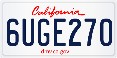 CA license plate 6UGE270