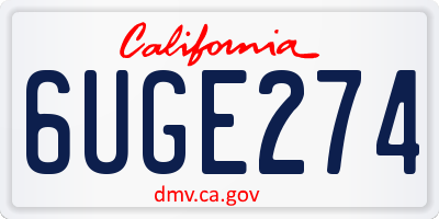 CA license plate 6UGE274