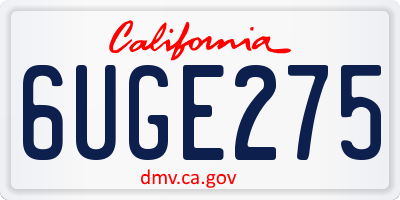 CA license plate 6UGE275