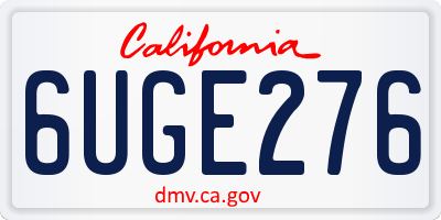 CA license plate 6UGE276