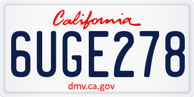 CA license plate 6UGE278