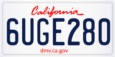 CA license plate 6UGE280