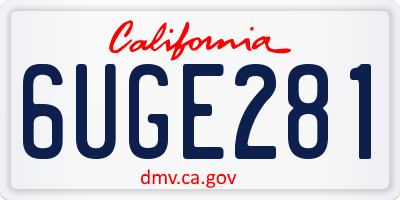 CA license plate 6UGE281