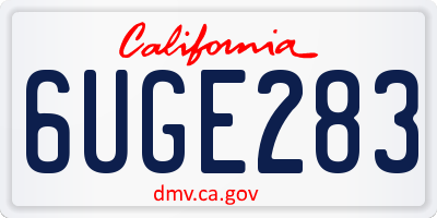 CA license plate 6UGE283