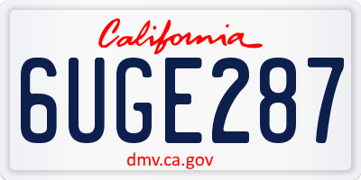 CA license plate 6UGE287