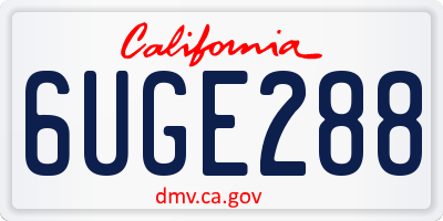CA license plate 6UGE288